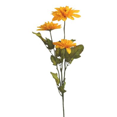 Sztuczna dalia, 3 kwiaty na łodydze, wys. 64 cm, żółty