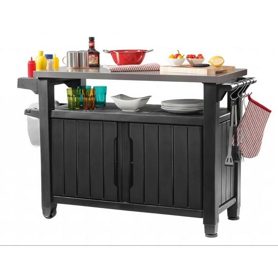Keter Wielofunkcyjny stół ogrodowy do grilla UNITYXL 270l grafitowy, 134 x 52 x 90 cm