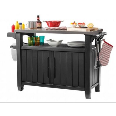 Keter Multifunkcionális kerti grillasztal UNITY XL270l grafit, 134 x 52 x 90 cm