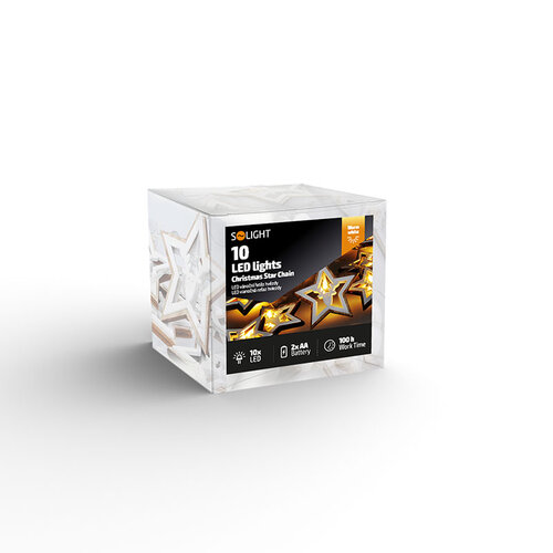Łańcuch świąteczny Solight LED z gwiazdkami, 10 diod LED, 1,5 m, 2 baterie AA