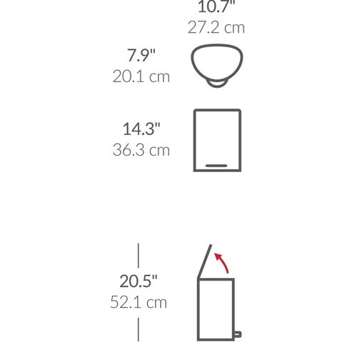 Simplehuman Pedálos szemetes 6 l, félkör alakú,matt rozsdamentes acél, műanyag