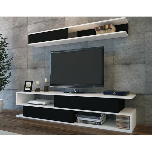 Televízny stolík s policou Sims Black and White