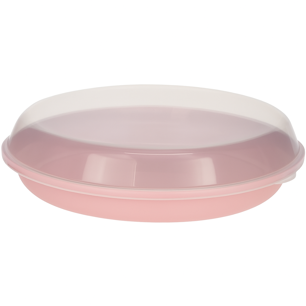 Plastikowa miska EH Serving z pokrywką 35,5 x 8,5cm, różowa