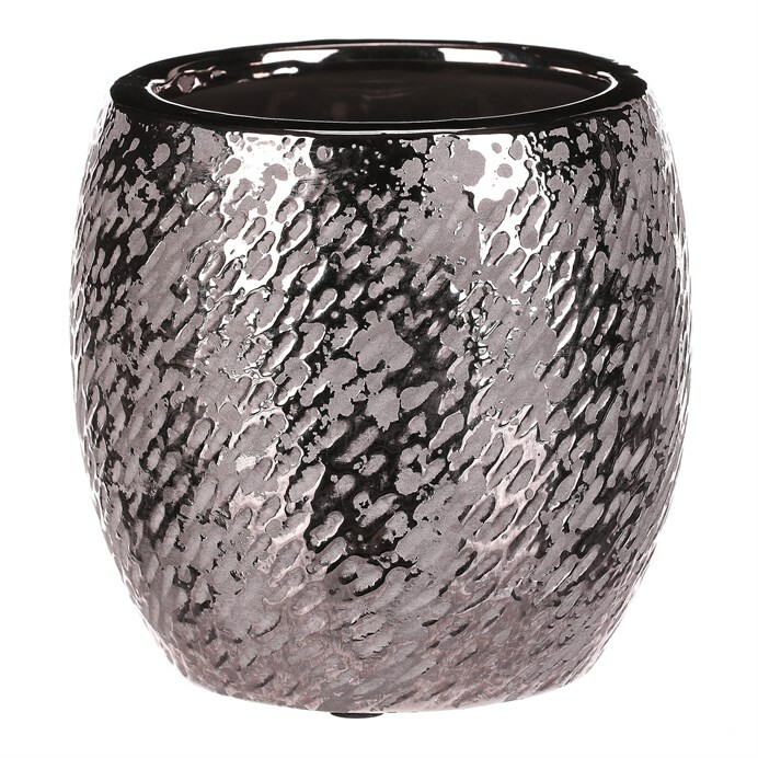 Keramický obal na kvetináč Silver pr. 14 cm, strieborná
