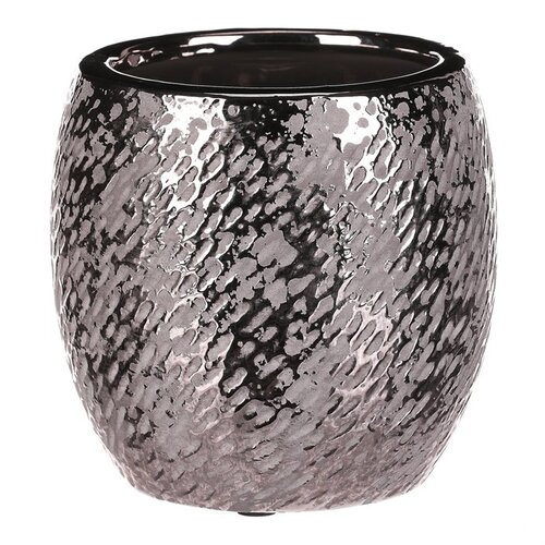 Osłonka ceramiczna na doniczkę Silver śr. 14 cm, srebrny