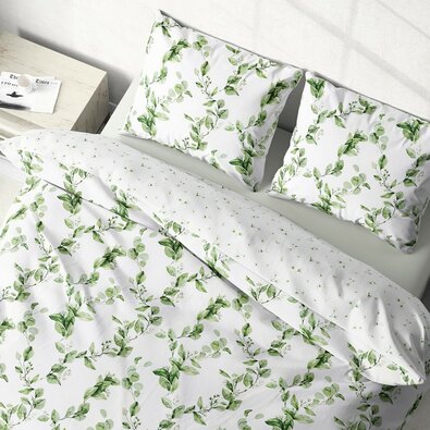 Stanex Крепова постільна білизна Евкаліпт двостороння, 140 x 220 см, 70 x 90 см