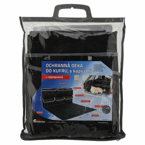 Pătură de protecție cu buzunare pentru portbagaj, neagră