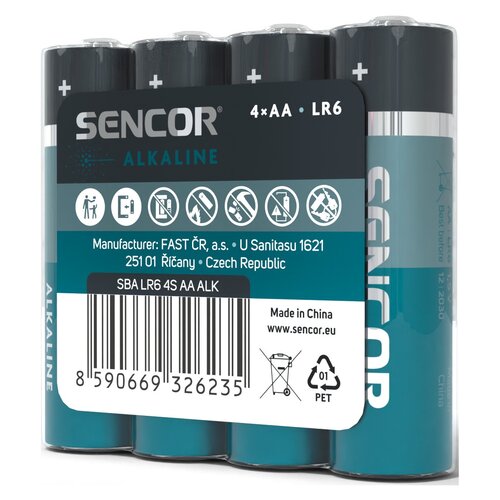 Sencor SBA LR6 alkalická baterie AA, 4 ks