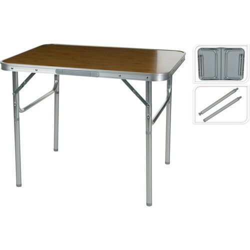 Bamboo összecsukható kempingasztal 2 az 1-ben, 75 x 25. /60 x 55 cm, alumínium és MDF