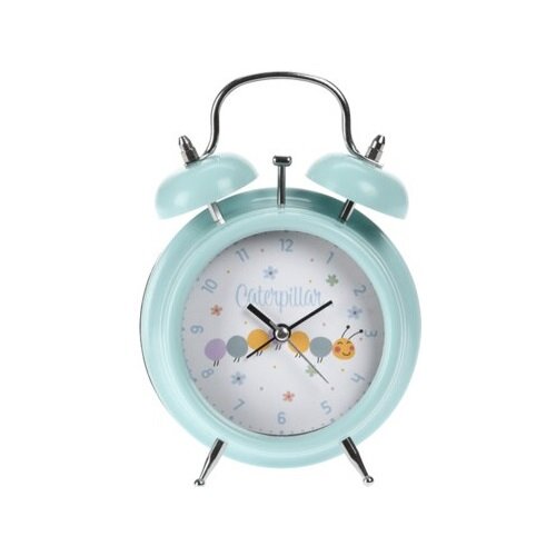 Ceas deșteptător pentru copii Omidă albastrudeschis, 12 x 17 x 5,7 cm