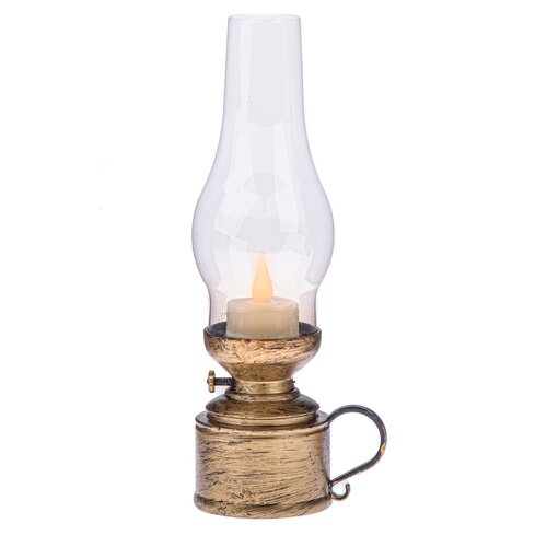 Plastový lampáš s LED sviečkou Elegance 24,5 cm, bronzová