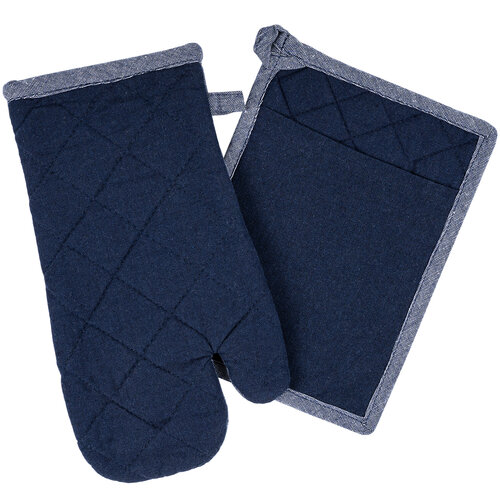 Potholder and trivet Heda dark blue, set of 2