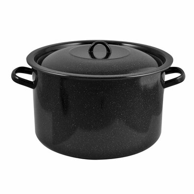 Zománc edény fedővel 40 cm, fekete