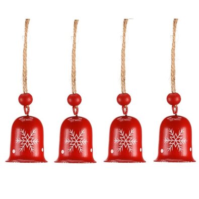Set de clopoței de Crăciun, 4 bucăți, roșu, metal
