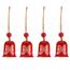 Karácsonyi függőcsengő szett, 4 db, piros , fém