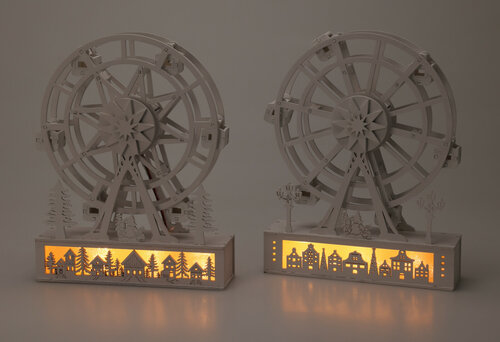 Vánoční svítící otočné kolo, 26,5 x 5,5 x 20cm, 4x LED, dřevo