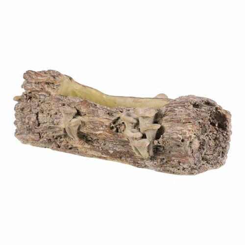 Beton-Übertopf  - Blumenkasten, Holz mit Pilzen, 41 x 19 x 13 cm, braun