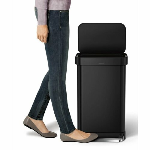 Simplehuman Coș dreptunghiular cu pedală cubuzunar pentru sac 45 l, negru