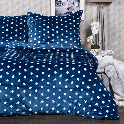 4Home obliečky mikroflanel Stars modrá, 140 x 200 cm, 70 x 90 cm