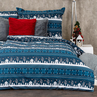 Lenjerie de pat 4Home Winter village, din bumbac, 140 x 220 cm, 70 x 90 cm