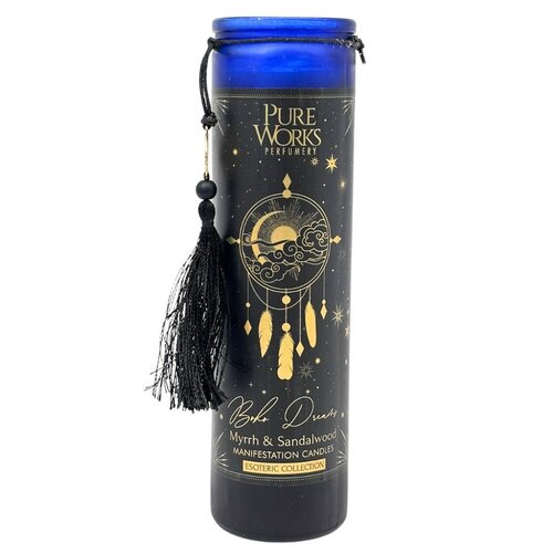 Arome Organická svieca Myrrh & Sandalwood 300 g vo farebnom vysokom pohári so strapcom