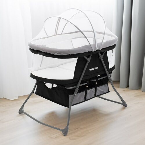 Baby Mix Дитяча складана колиска Dreamy Nest,чорна, 92 × 70 × 76 см