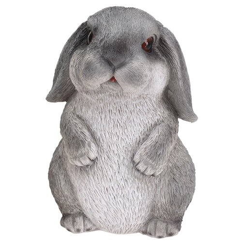 Polyresinová dekorácia sediaci králik Bunn sivá, 15 cm
