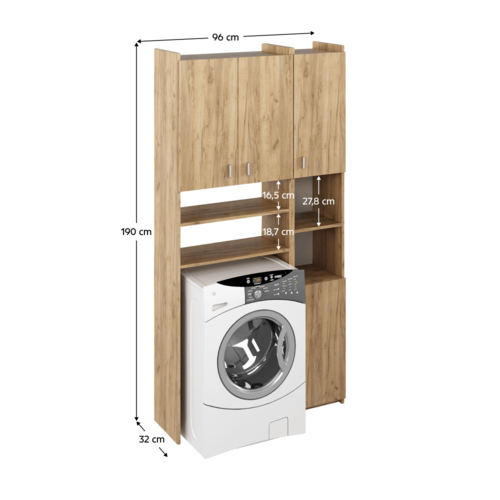 Dulap deasupra mașinii de spălat MIRALI, stejar artisan