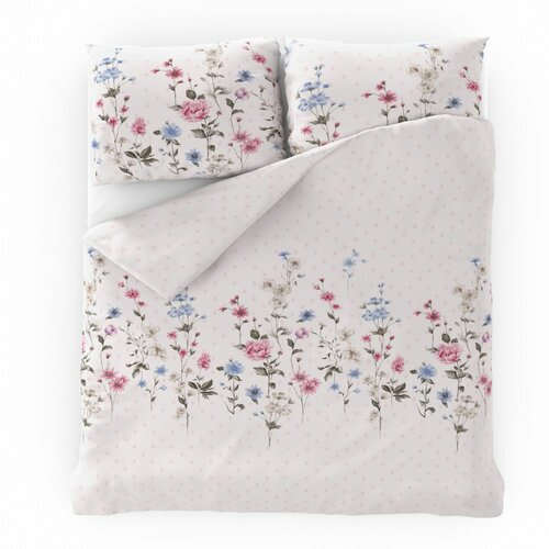 Kvalitex Bavlnené obliečky Delux Lúka ružová, 240 x 200 cm, 2x 70 x 90 cm