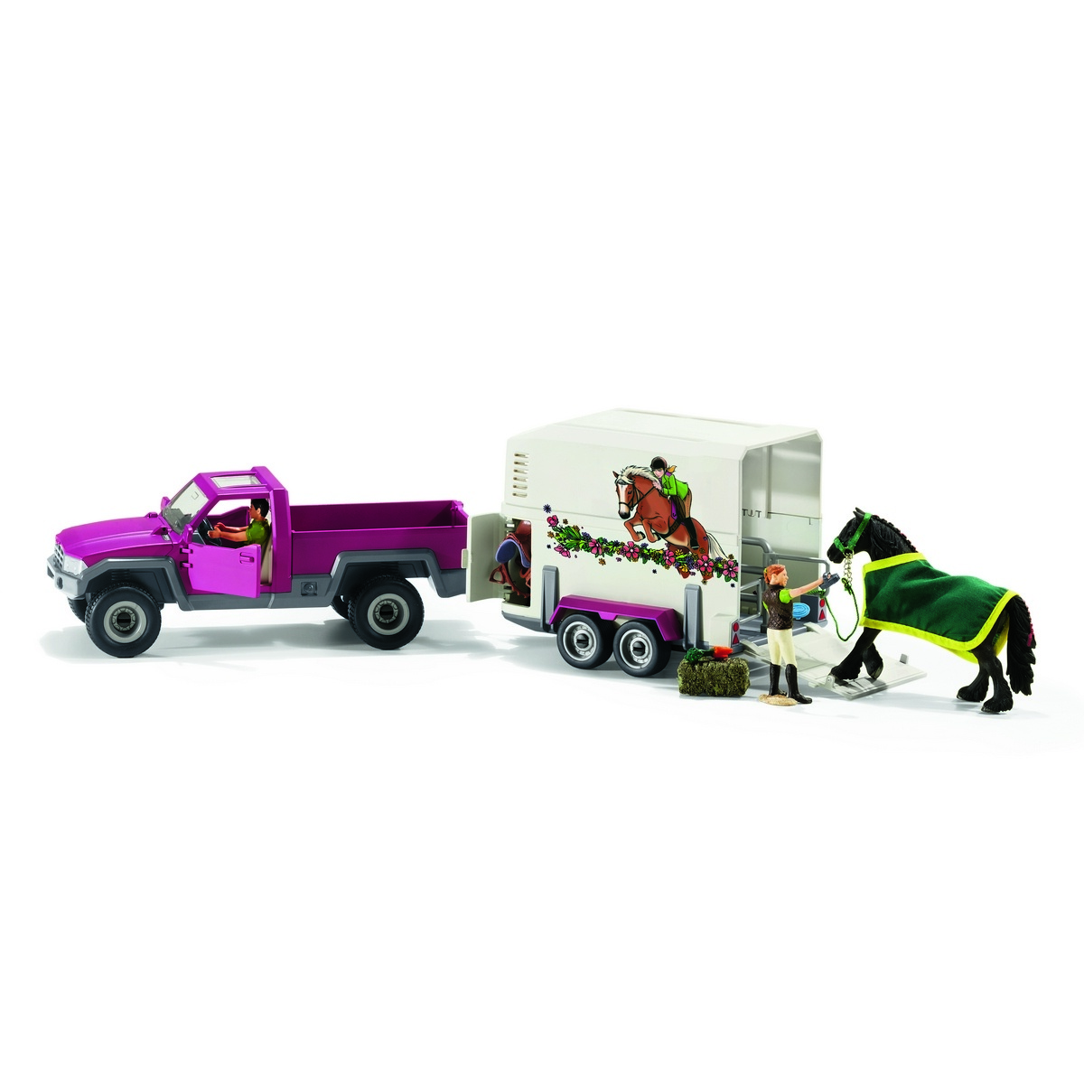 Obrázok SCHLEICH 42346 Pick-up s přívěsem a koněm