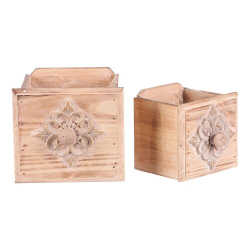 Übertopf-Set Holzschublade 2 Stück, braun