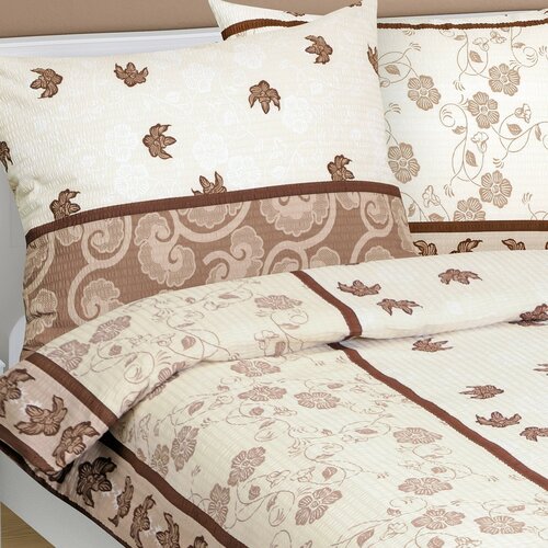 Bellatex Krep posteljnina List rjava, 140 x 200cm, 70 x 90 cm