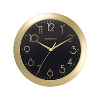 Nástenné hodiny s minerálnym sklom Troyka čierno - zlatá, pr. 29 cm