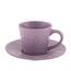 Ceașcă ceramică cu farfurioară, floare violet, 180 ml