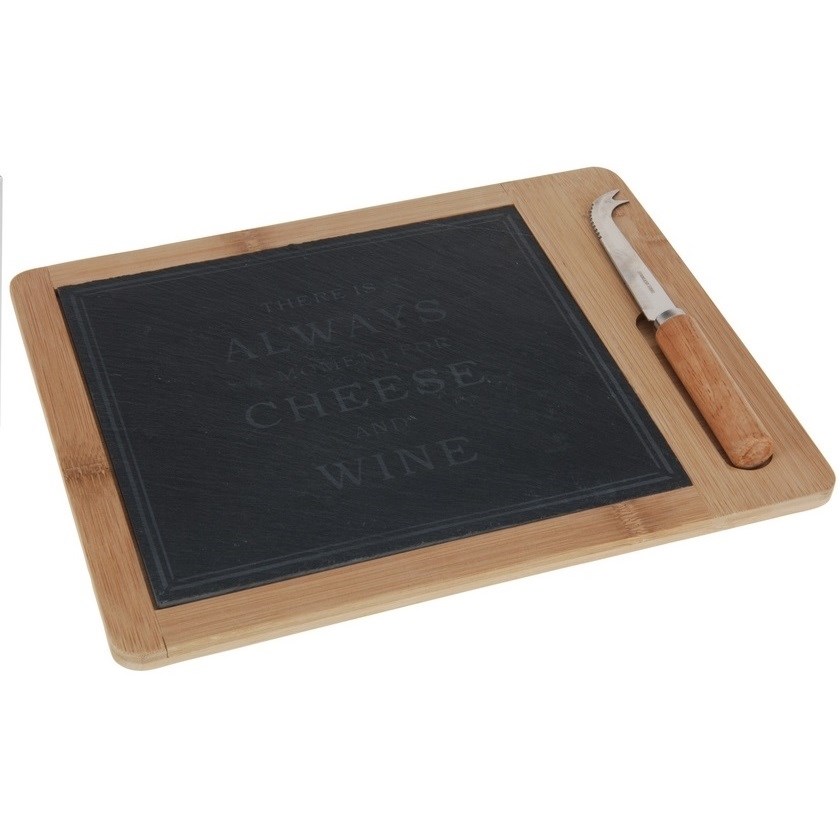 Excellent Krájacia doštička na syr s nožom Bamboo, 30 x 24 cm