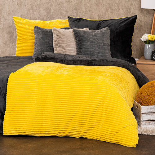4Home Posteljnina iz mikroflanela Stripe rumena, 140 x 200 cm, 70 x 90 cm