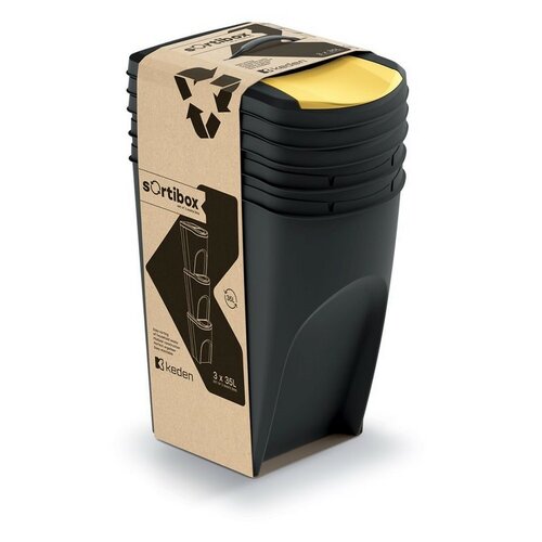Kosz za ločeno zbiranje odpadkov Sortibox 35 l, 3 kosov, črn