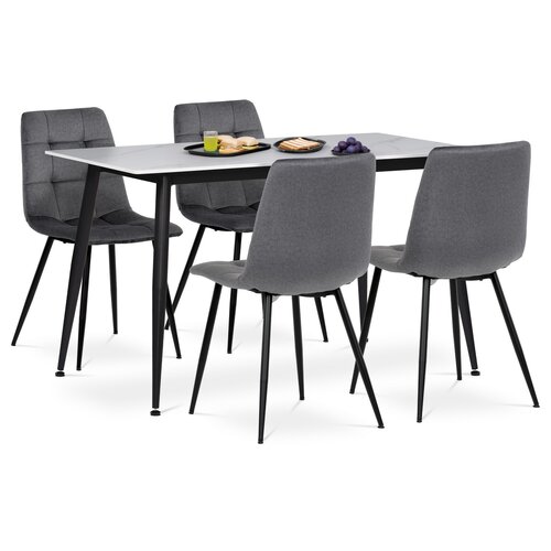 Étkezőgarnitúra, szinterezett keramiából és fémből, 5 darab, szürke