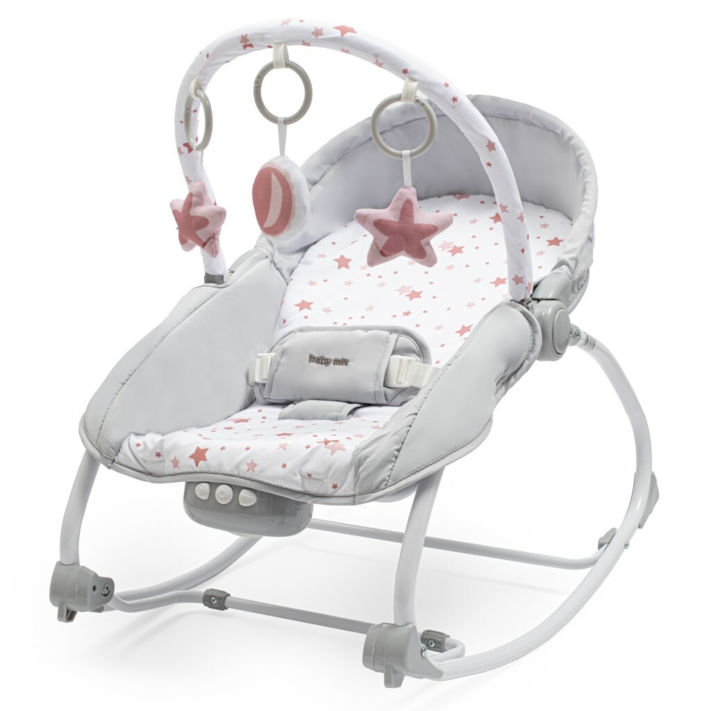 Baby Mix Scaun balansoar multifuncțional pentrucopii Stars roz, 80 x 40 x 70 cm