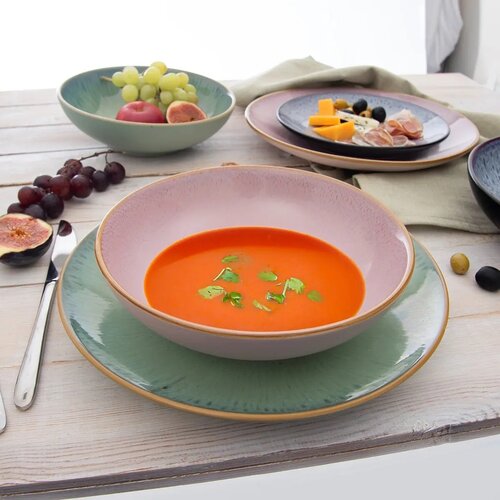 Orion Set keramičnih plitvih krožnikov Glaze zelena 27 cm, 6 kosov