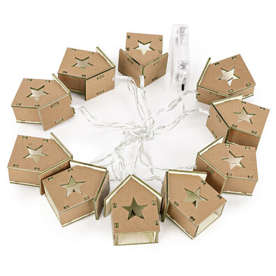 Božične LED dekoracije Hišice z zvezdico rjava,150 cm