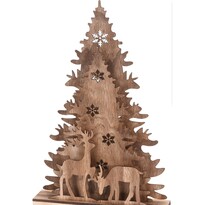 Decorațiune de Crăciun Christmas tree with Reindeers, din lemn, 38,5 cm