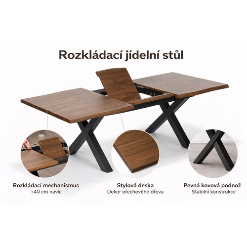 Jídelní stůl TIMBER FLEX CROSS 185, přírodní dub