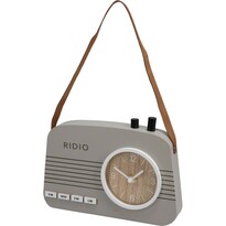 Ceas de masă Old radio gri, 21,5 x3,5 x 15,5 cm