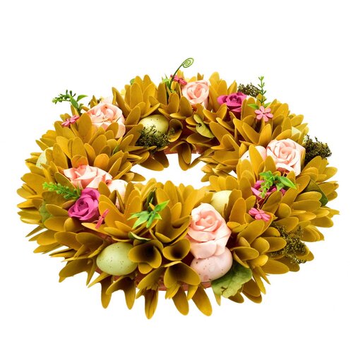 Wiosenna girlanda z drewnianych wiórów z kwiatamiróż, 30 cm
