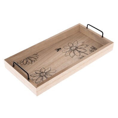 Dekoratives Holztablett Meadow flowers, 30 x 15 x 5 cm