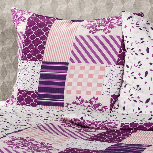 4Home Krepp-Bettwäsche Patchwork Violett, 140 x 200 cm, 70 x 90 cm