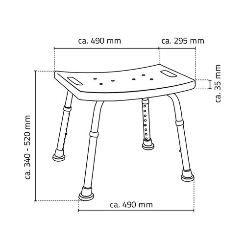 SAPHO A00601101 Krzesło dla osóbniepełnosprawnych, regulowana wysokość, białe