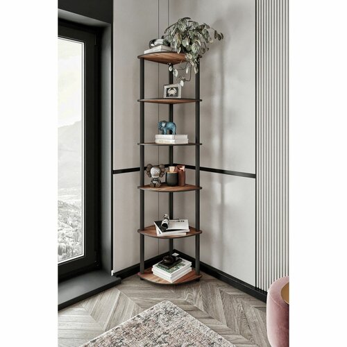 Regál Corner Walnut, 6 polic
