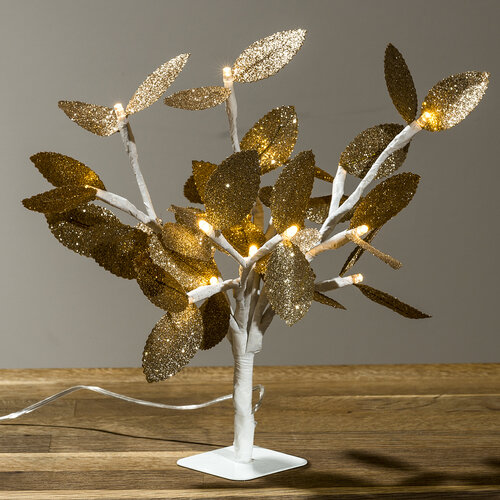 Világító fa arany levelekkel, 20 LED